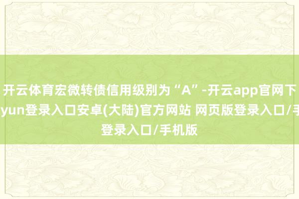 开云体育宏微转债信用级别为“A”-开云app官网下载kaiyun登录入口安卓(大陆)官方网站 网页版登录入口/手机版